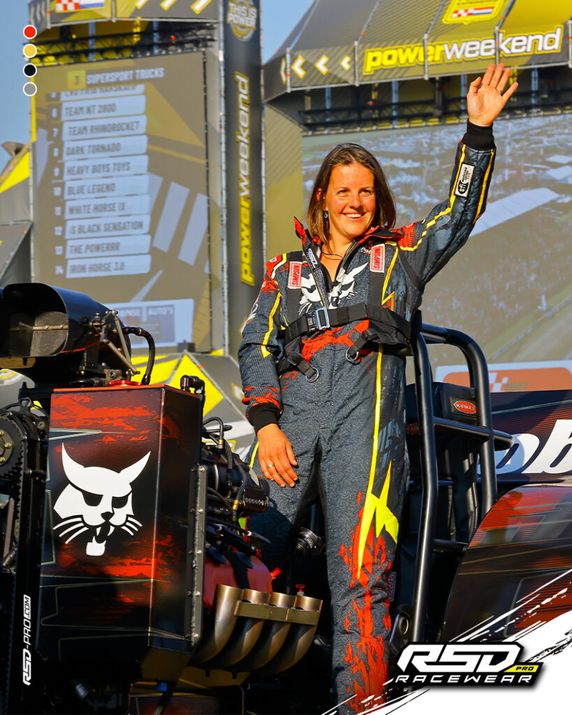 screamin bobcat pulling team custom safety overalls