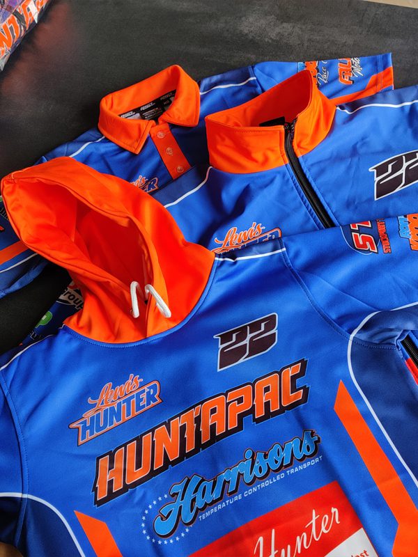 teamwear for motorsport industry, sublimation printed, dtf, screen print